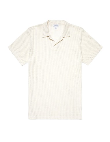 Sunspel Linear Mesh Polo Shirt Ecru 2 - 3 jours ouvrés.