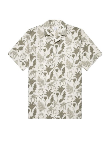 Sunspel Leaf Print Camp Collar Shirt Ecru Les magasins à Paris